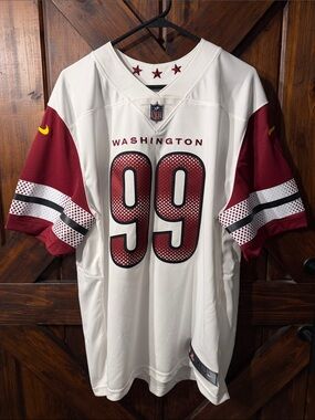 Washington Commanders Young Nike Vapor Fuse Team #99 White & Burgundy Jersey